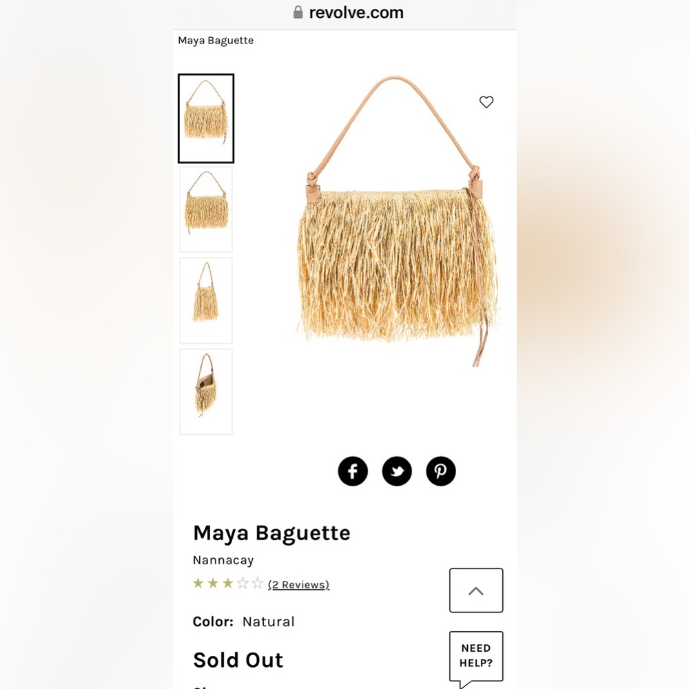 New With Tags! NANNACAY Fringe Leather-Trimmed Straw Clutch Style: Baguette Maya